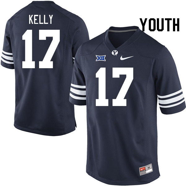 Youth #17 Jack Kelly BYU Cougars College Football Jerseys Stitched Sale-Navy